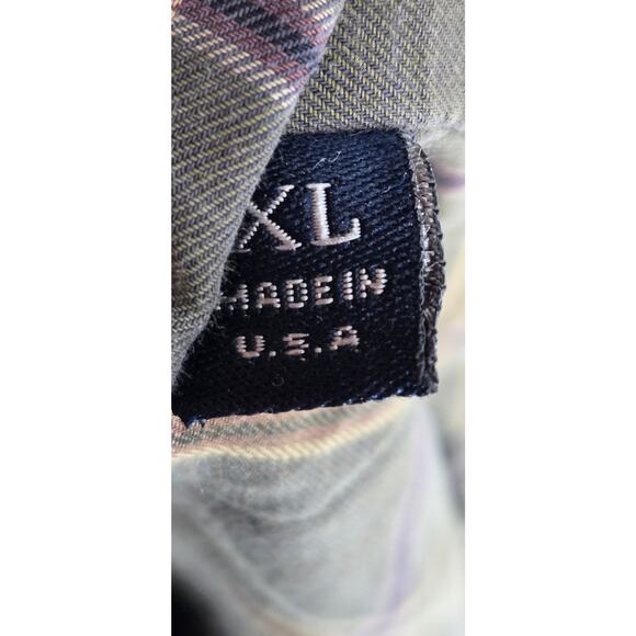 Burberry London Men XL Army Green Check Plaid Button Preppy Casual Quiet Luxury - Picture 8 of 8